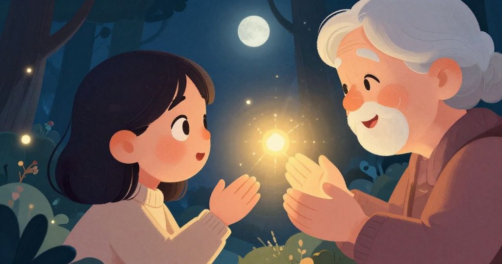 Girl gazing at the old woman’s gentle smile - close-up discovery