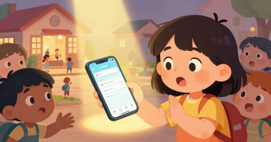 Mei explaining mobile app interface with enthusiasm - close-up discovery