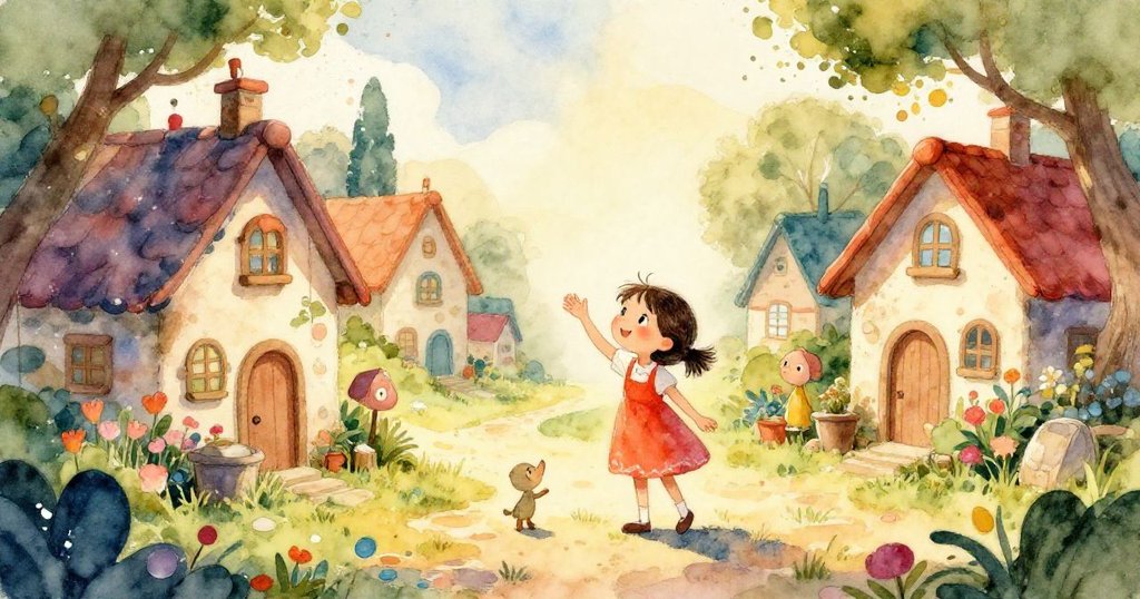 Completed bridge over the river with villagers celebrating