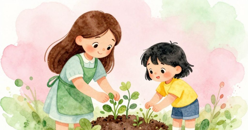 Elara and Lian sharing a moment of connection in the nursery