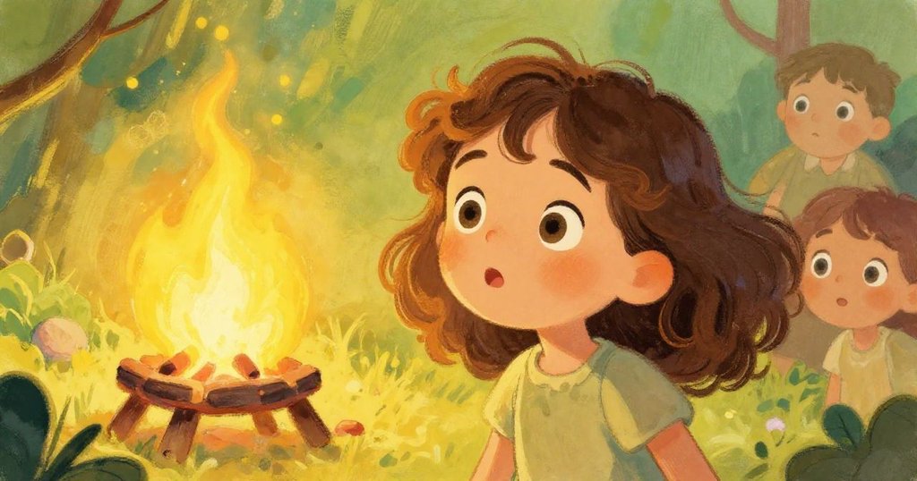 Young girl excitedly approaching the forge with wonder