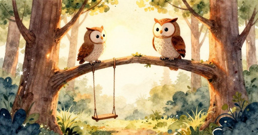 Close-up of swing gently swaying in the breeze - inviting watercolor detail