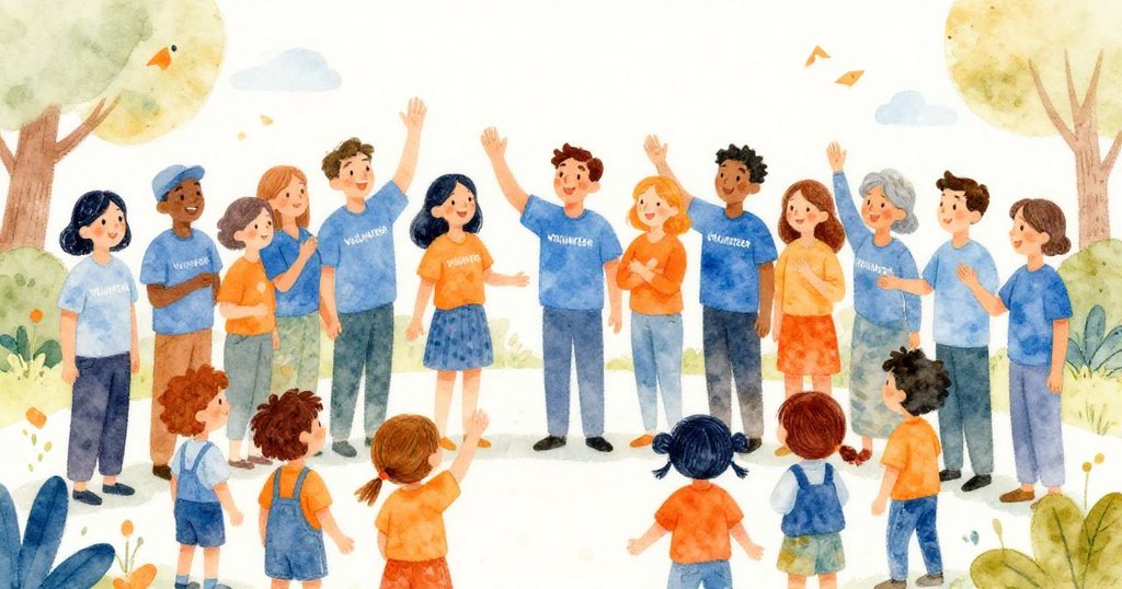 Volunteers and students celebrating language learning achievements together