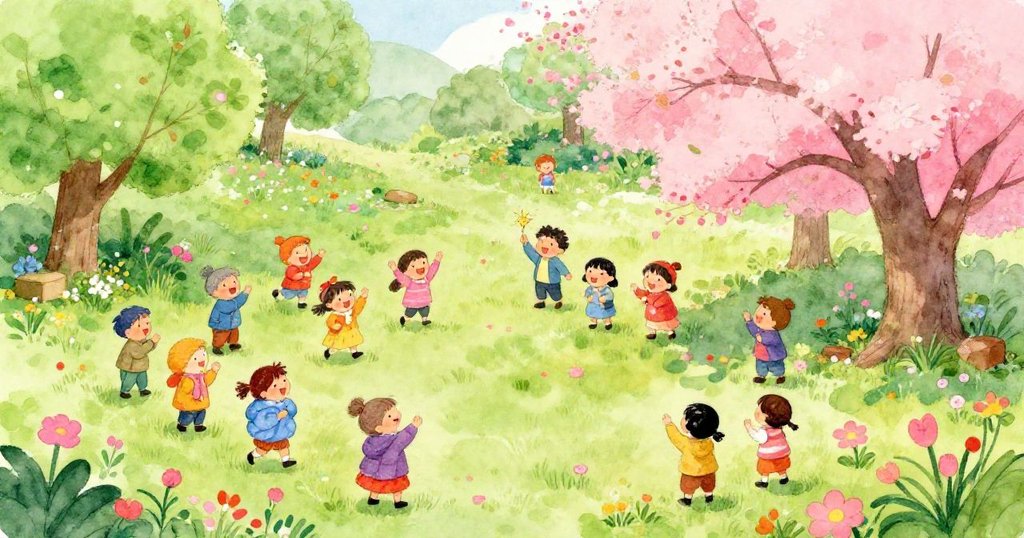 Villagers celebrating the arrival of spring in their village.