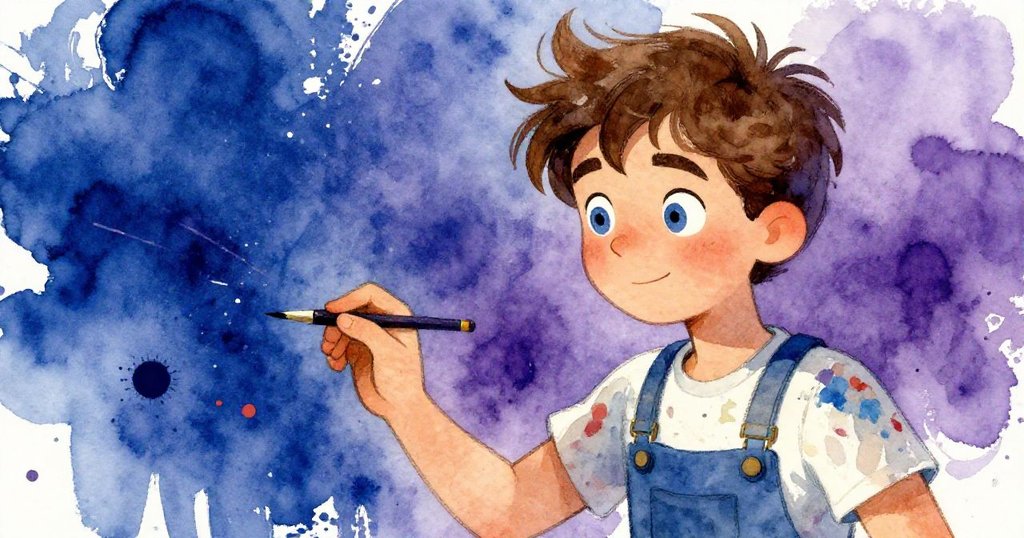 Elias painting abstract art reflecting his inner chaos - intimate close-up