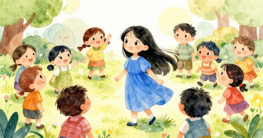 Mei inspiring her friends to embrace change in a vibrant village