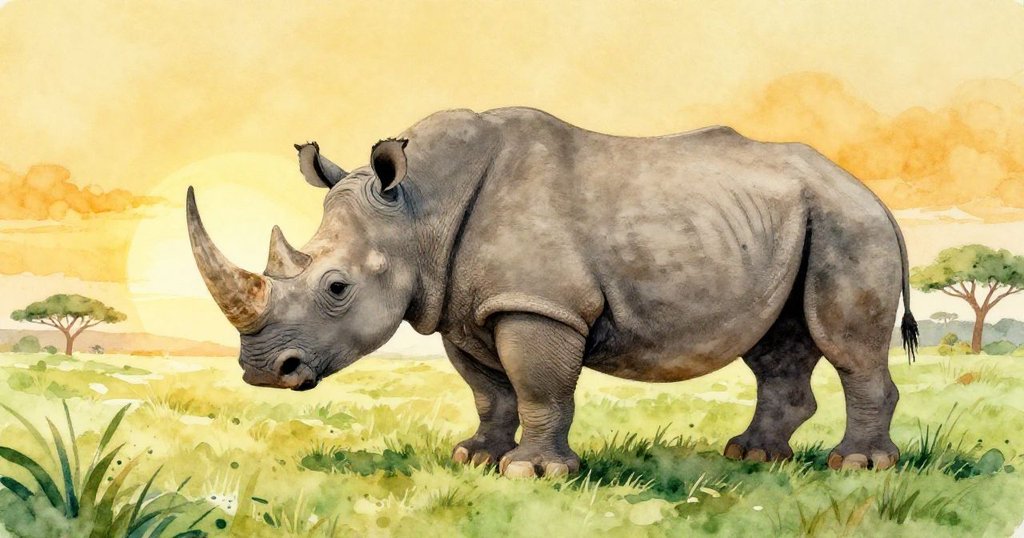 Majestic rhinoceros roaming the African savannah at sunset