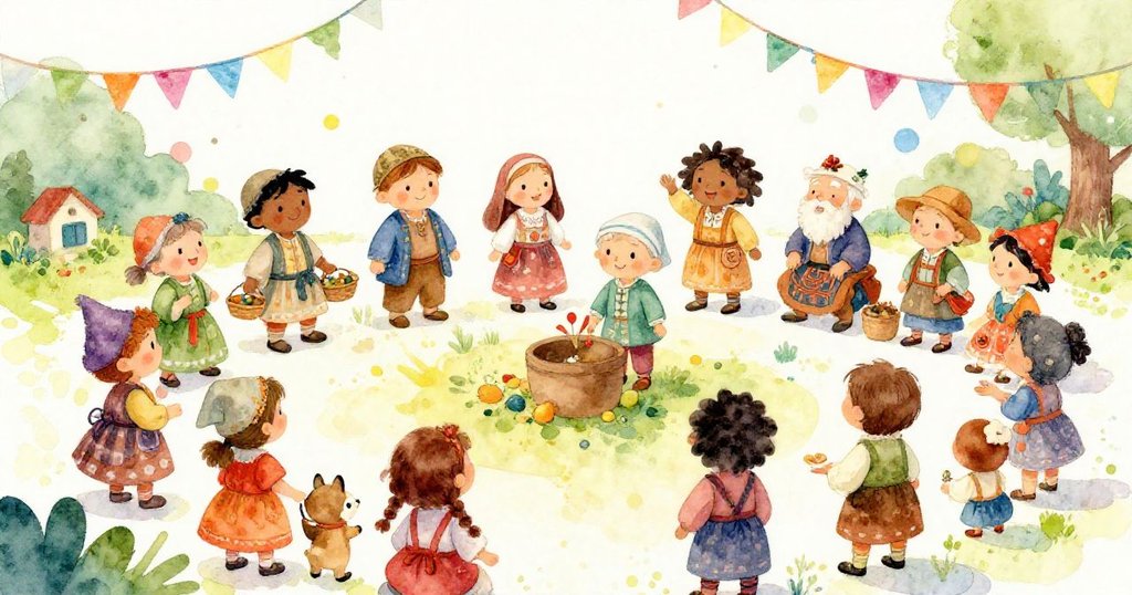 Villagers excitedly gathering in the square for Li Wei's talk