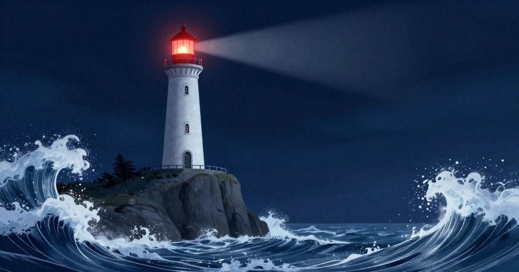 古老的灯塔在夜空中闪耀,指引迷失的船只