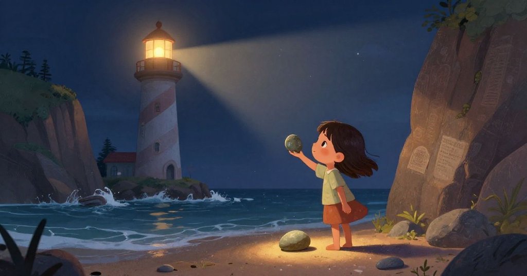 小雨在灯塔顶部发现古老的航海图