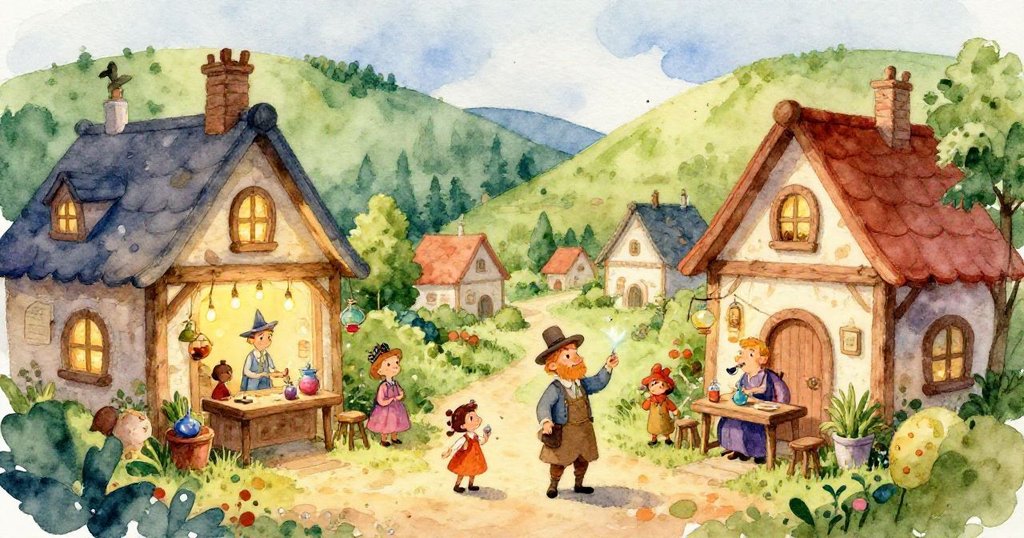 Close-up of a shimmering golden potion in the workshop