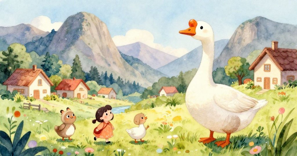 Storm erupting over village, dark clouds and chaos - dramatic watercolor illustration