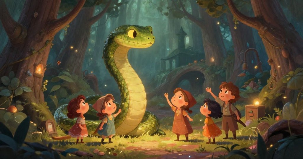 Hidden dungeon in ancient forest surrounded by shadows - wide digital illustration