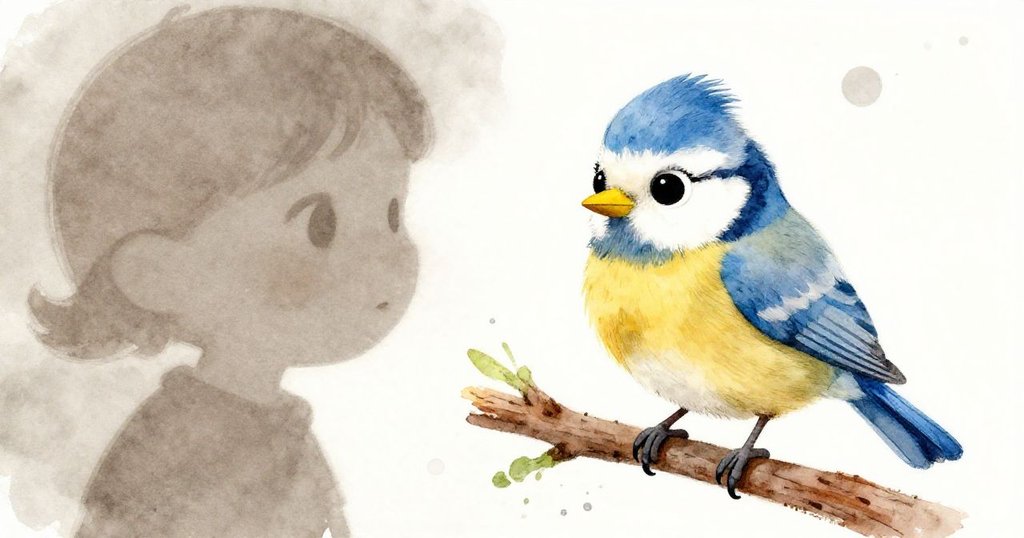 Close-up of a sad bluebird perched on a tree branch