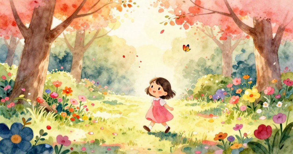 Colorful petals falling like butterflies in a sunlit park