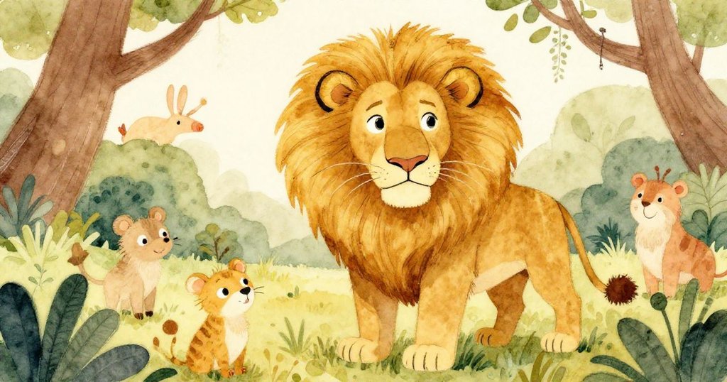 Leo the wise lion standing proudly in the jungle