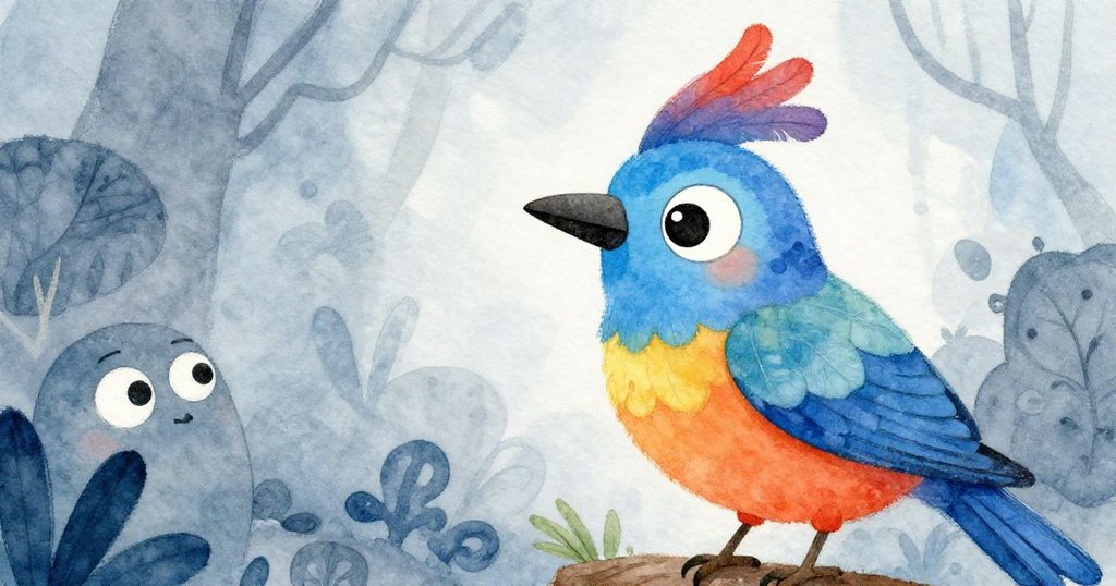 Bella the exotic bird warning Leo about an approaching storm