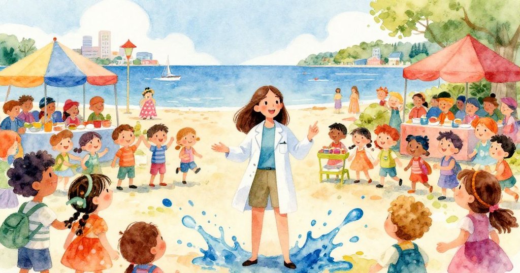 Lily speaking at a community event for ocean conservation