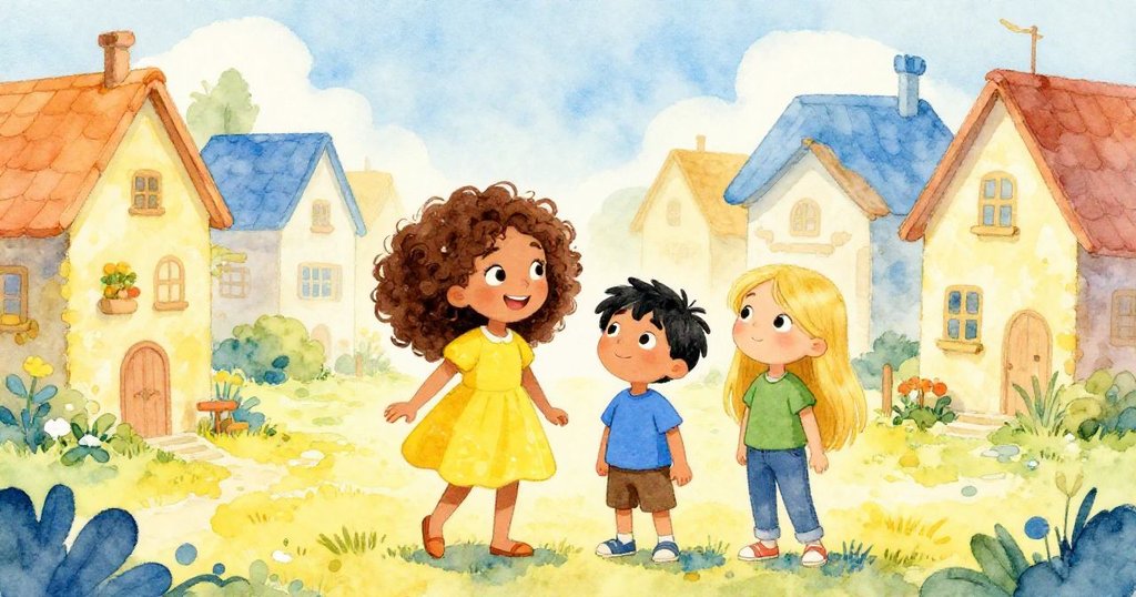 Three friends in sunny Green Valley, ready for an adventure.