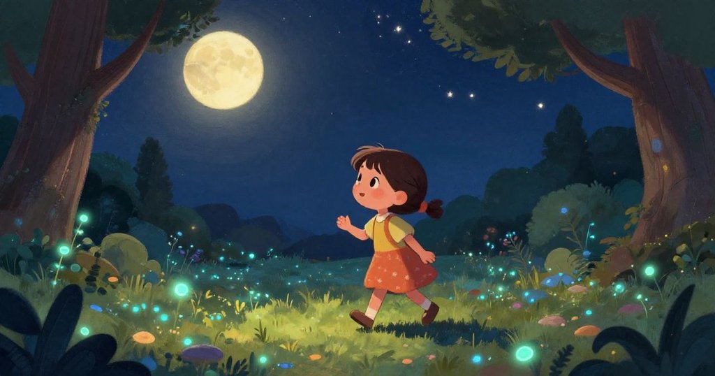 Close-up of glowing grass in the park creating a magical effect