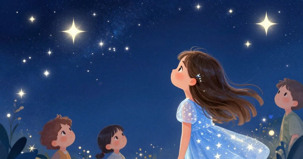 Lily gazing at the twinkling stars, wishing for more magical nights