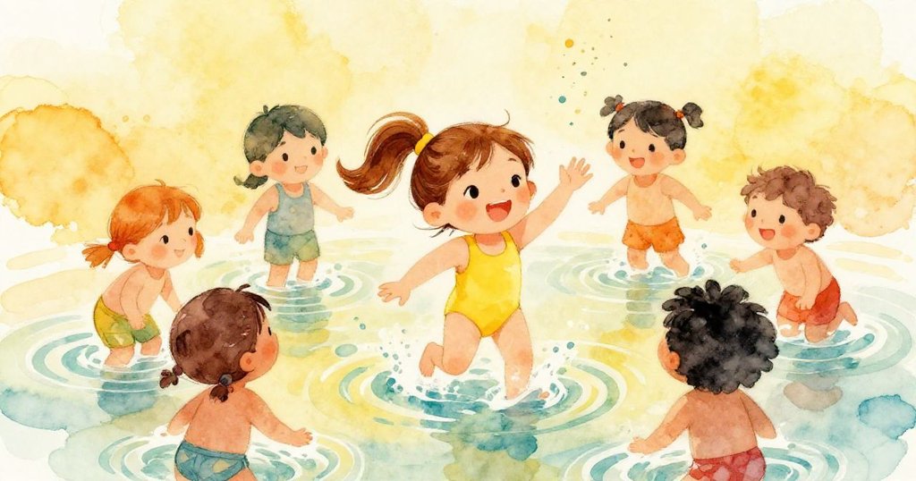 Lily and friends laughing and playing in the water on a fun day