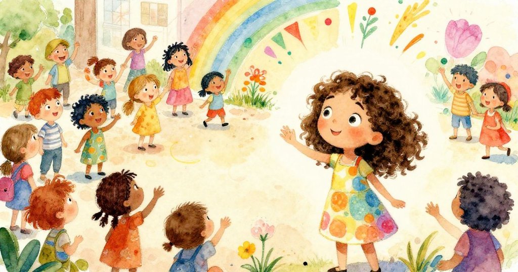 Villagers gathering to admire Mia's vibrant mural in the village square