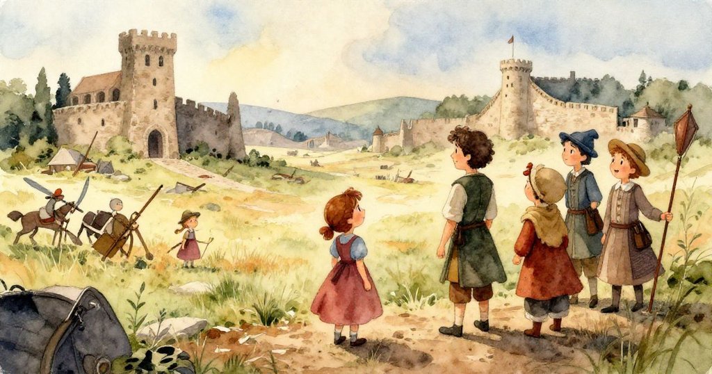 克拉站在古老戰場的邊緣，周圍的秋葉飄落，臉上流露著對歷史的敬畏