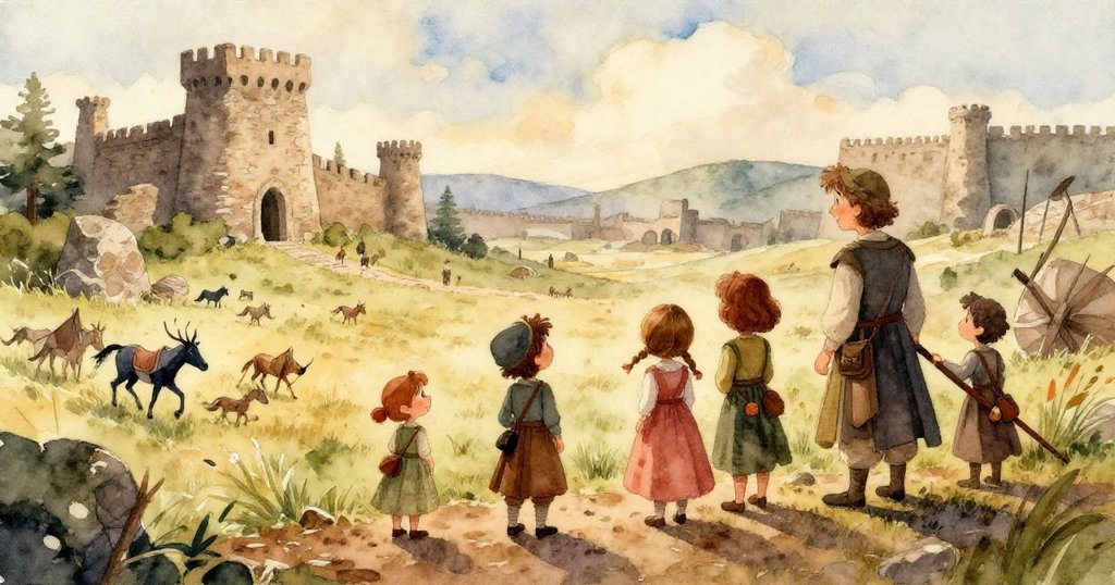 克拉與詹姆斯站在古老的戰場上，克拉懷著堅定的決心，雙手緊握著一張舊地圖