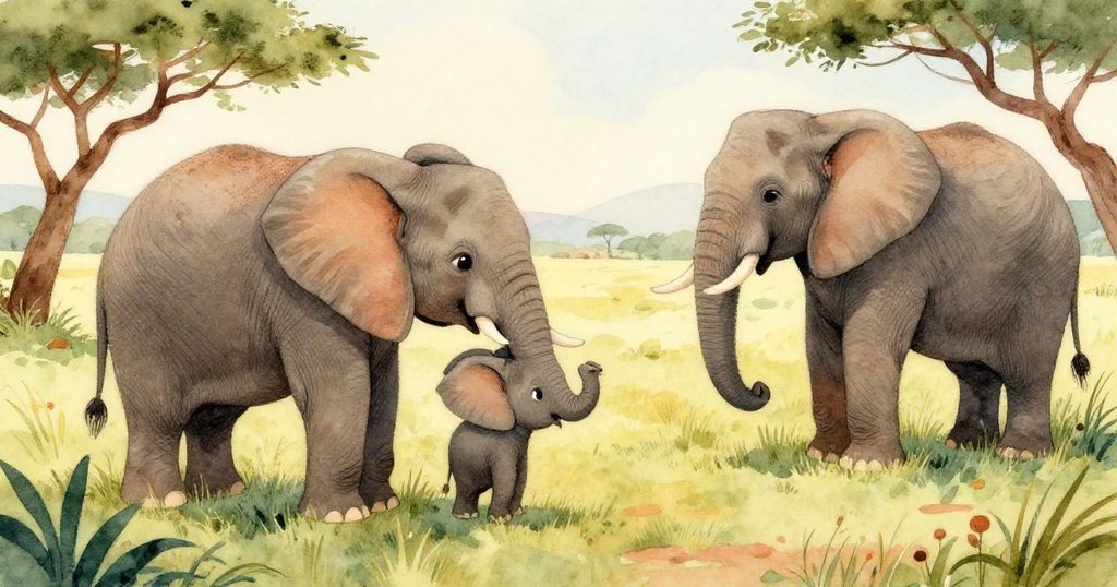 小象圖拉好奇地伸出鼻子觸摸一隻斑馬手中的彩色地圖,地圖上顯示著蜿蜒的路徑和閃閃發光的河流。