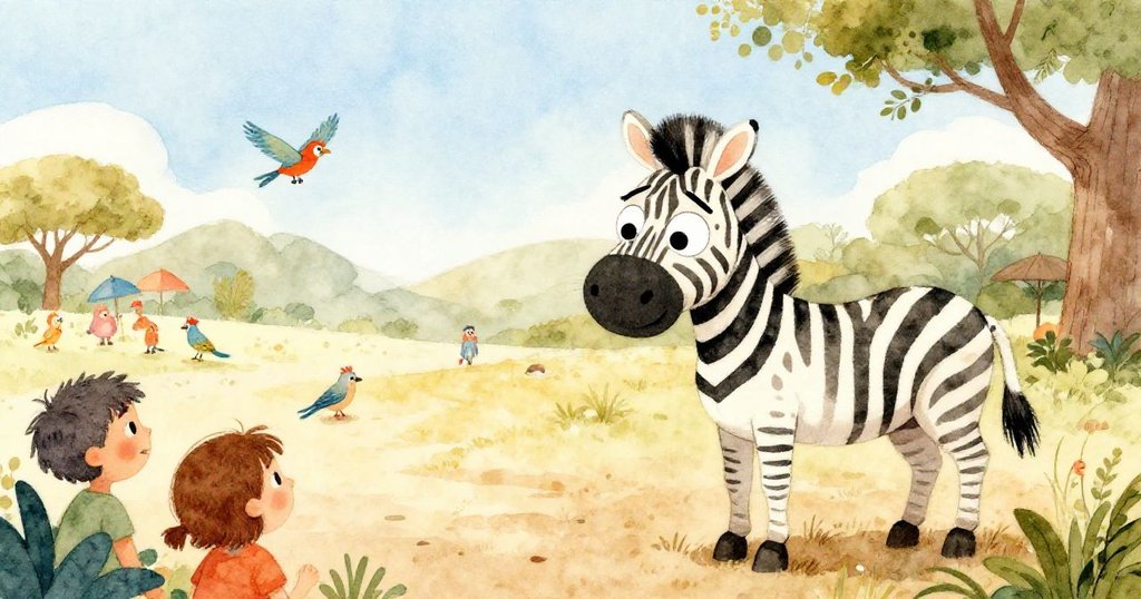 在大動物園裡，斑馬扎拉感到緊張地走來走去，觀察著看客們。