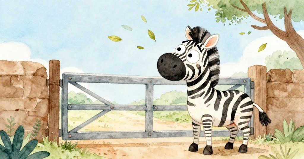 突然，一陣強風襲來，動物園的大門打開，斑馬扎拉看到逃跑的機會。