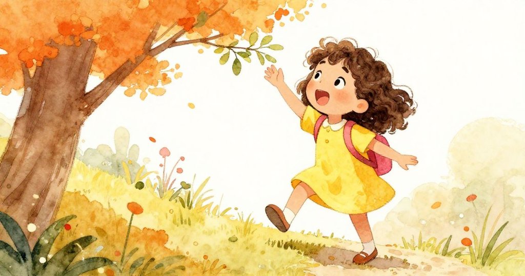 米亞小心翼翼地沿著小路攀爬，內心充滿興奮。