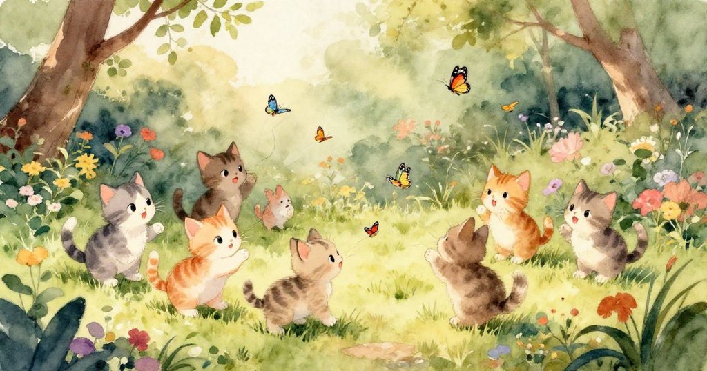 聰明的小鼠從樹後偷窺，觀察著害羞的小兔子，似乎在思考一個計劃。