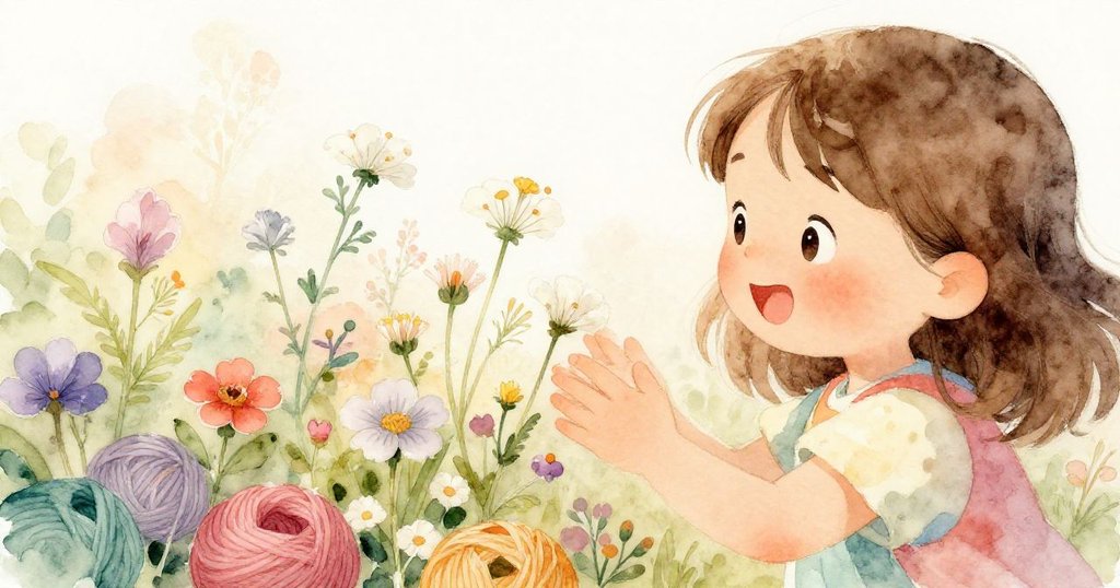 莉拉小心摘下一朵鮮豔野花，輕握著柔軟多彩的紗線，臉上閃現著滿滿希望。