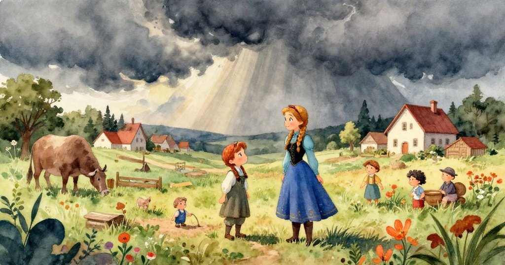 安娜細讀手寫信件與壓花，信中的柔情及細膩希望昭示著農場復興的未來。