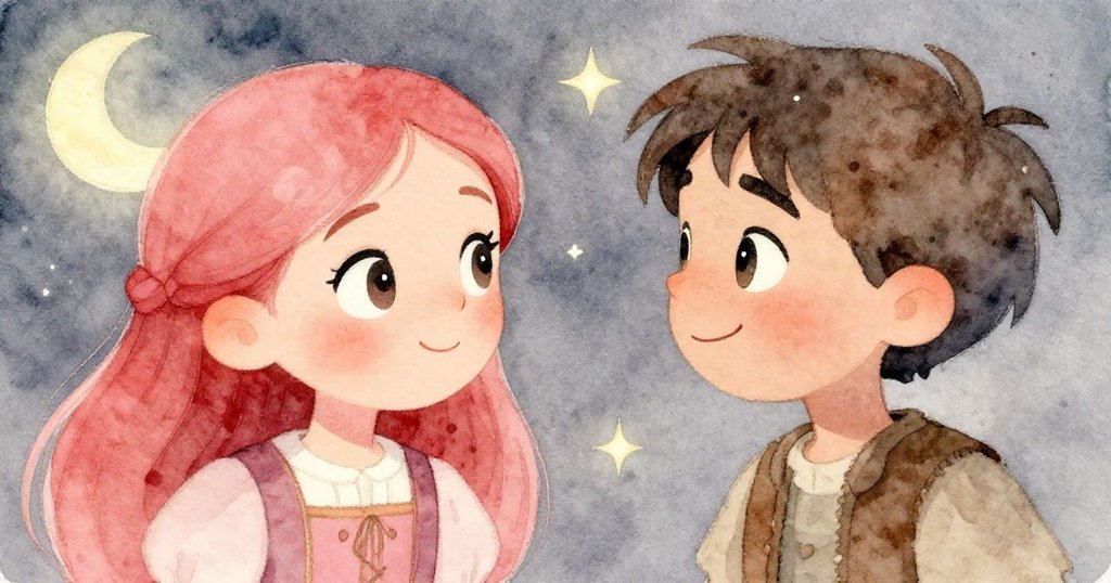 Aurelia與Elias在柔和夜光中相遇，Aurelia露出驚喜好奇的表情，Elias以溫柔微笑回應，展現出希望與神秘情懷。