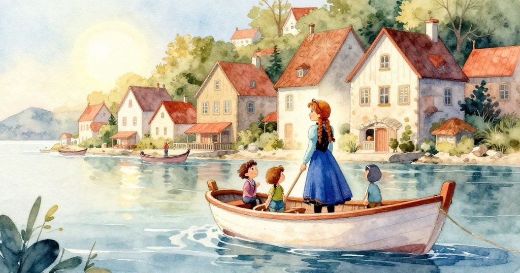 安娜的手緊握著船欄，細緻展現出冒險前的期待與興奮，背景隱約顯示藍色海面，充滿溫柔光影。