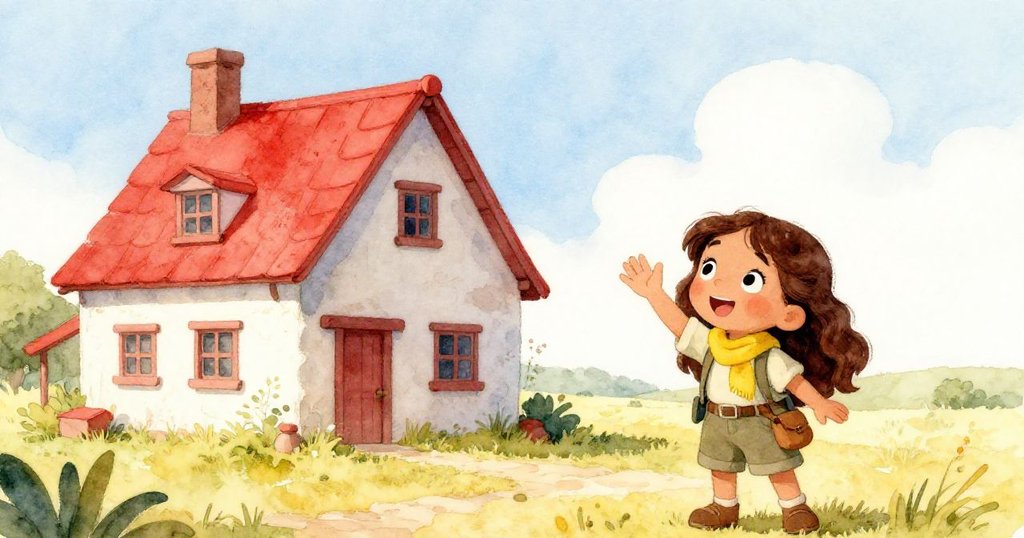 瑪麗亞在修復老屋前揮手告別，臉上洋溢著希望與滿滿回憶，背景鄰居溫情陪伴，終章溫馨感人。