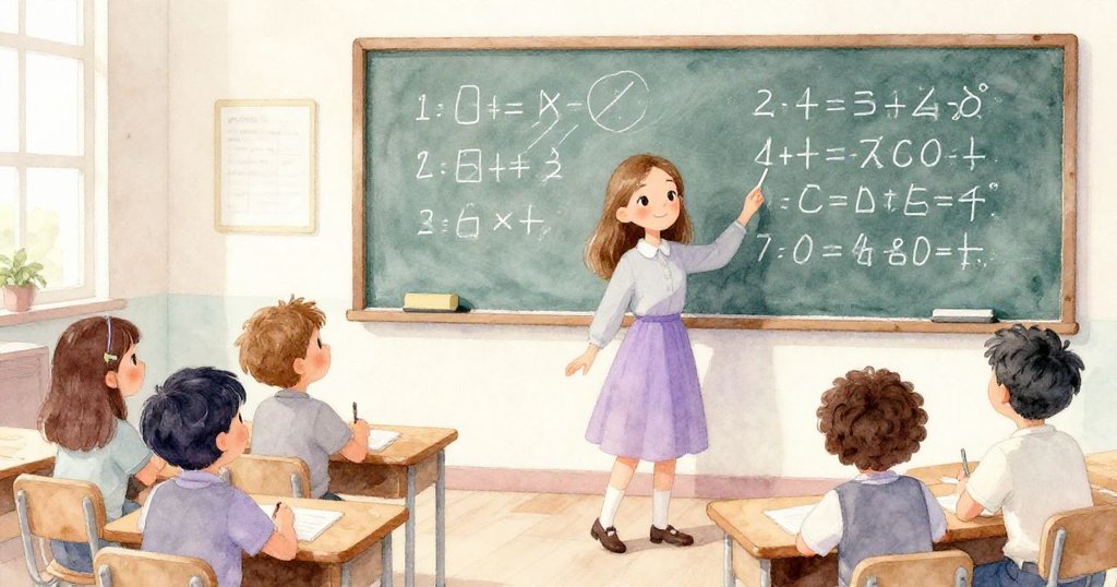 在數學課中,莉莉和學生熱烈討論挑戰,展現堅持與創意,教室充滿活力與求知熱情。