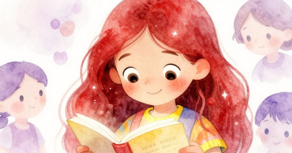 莉拉靜心閱讀好友溫暖來信，臉上洋溢著喜悅與好奇，在室內柔和光線中體現情感交流與支持。