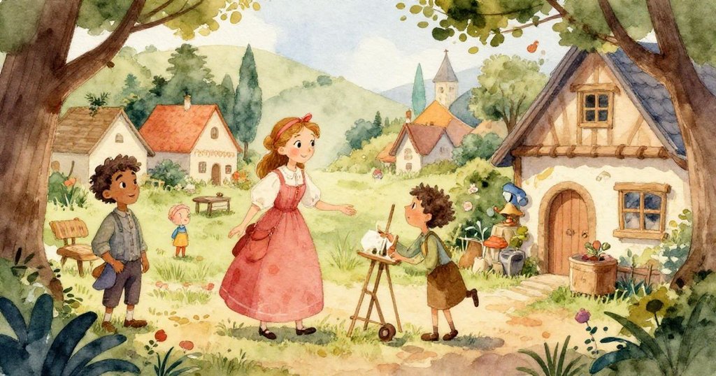 埃莉諾的手輕輕握著一封神秘信件，信封上刻有精緻符號，夕陽映出溫暖神秘的光芒。