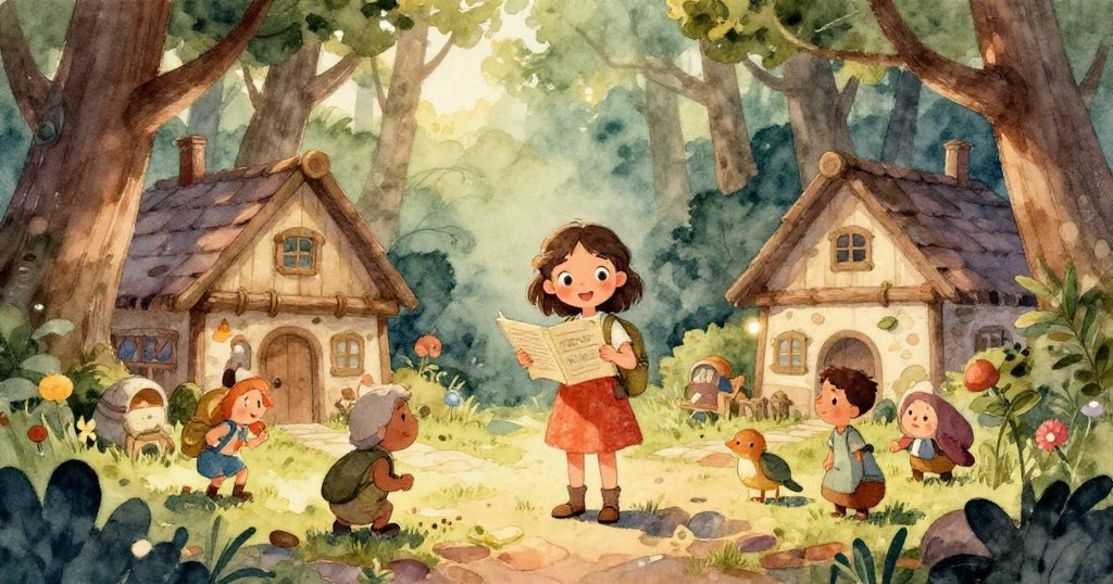 Luna的手專注地翻閱手繪地圖，地圖上刻有古老符號和路徑註記，背景淡雅散發探險氣息。