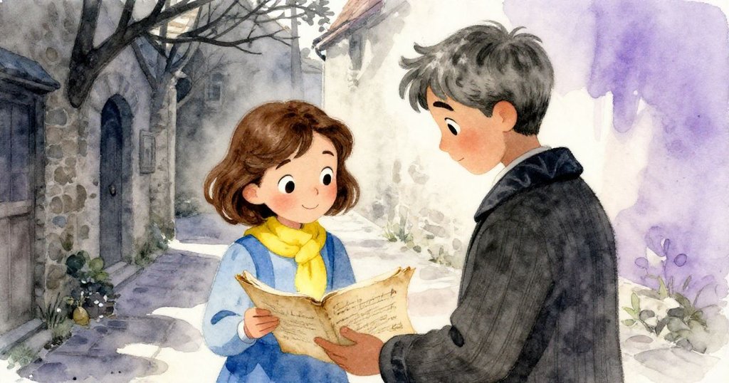 在古樹遮蔽的小巷中，Ava和Sam低頭細讀舊手稿，神情充滿期待與謎團，展現冒險發展。