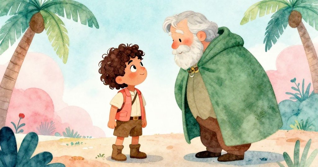 賽巴斯蒂安與失散叔叔在明亮天空下深情擁抱，重逢時滿溢喜悅與釋懷，象徵家族情誼再生