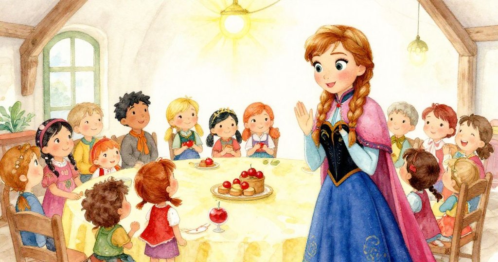 安娜步入溫馨小屋,村民們滿臉笑容熱情迎接,共同佈置節慶驚喜,展現團圓溫暖的結局。