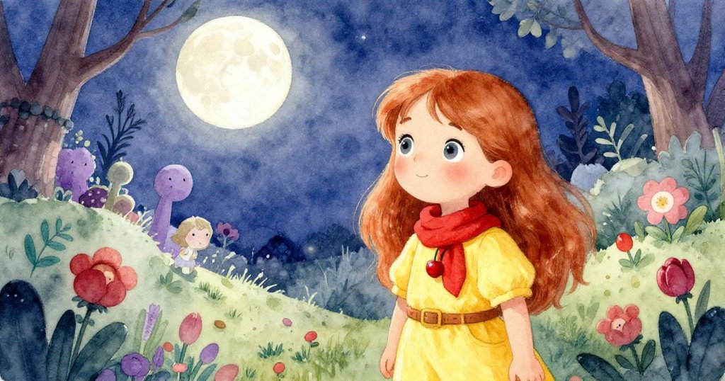 艾蓮娜站在月光下發光的秘密花園中,記憶與現實交織,浮現舊謎題與往昔挑戰,充滿沉思與感慨。