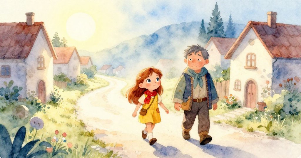 艾蓮娜與悔悟反派並肩回村,伴隨晨曦初露光輝,互相微笑示好,象徵仇怨化解與新友誼的溫暖開始。