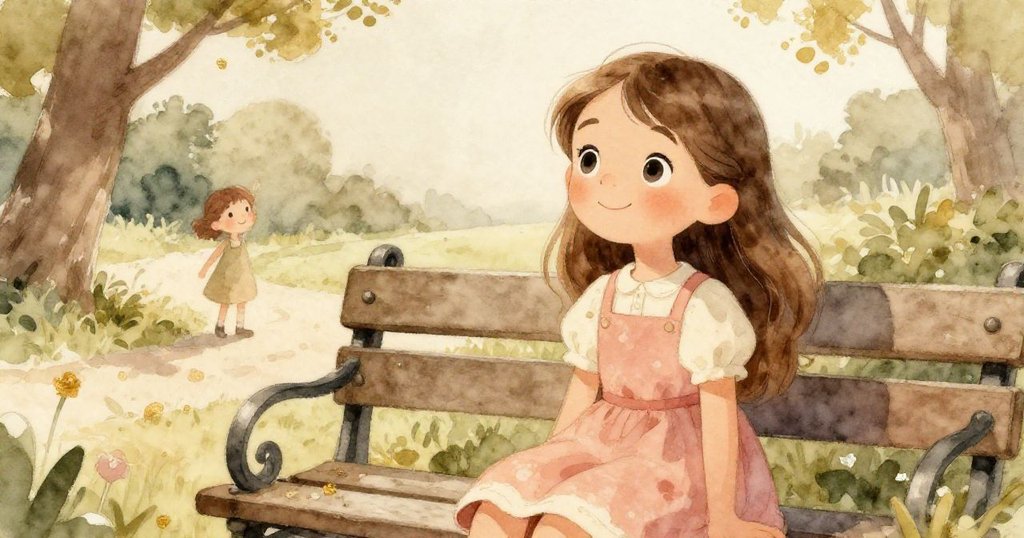 傍晚時分，莉莉安坐在公園長椅上，臉上流露寧靜滿足之情，回想充滿魔法與喜悅的一天，故事平靜結尾。