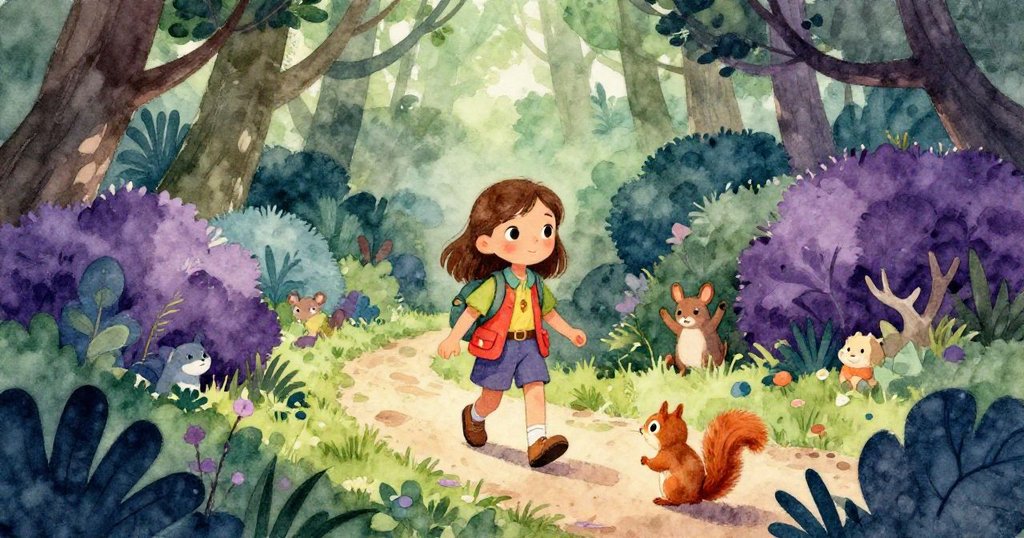 從小松鼠視角看Lily走過綠意叢生的神秘小徑，小動物圍繞好奇注視，增添溫暖魔幻情懷。